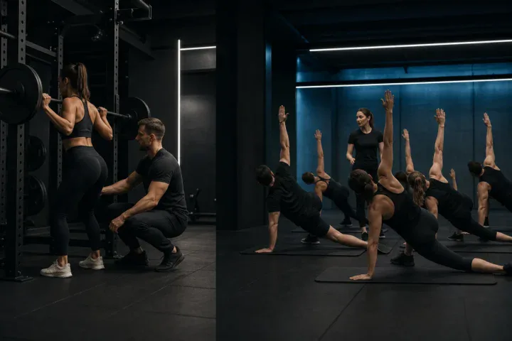 Trening indywidualny przy stojaku i zajęcia grupowe na matach - trener personalny czy instruktor fitness
